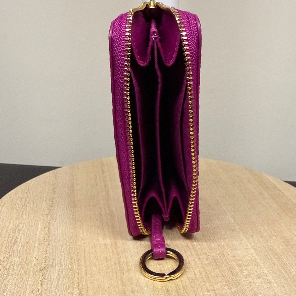 Tory Burch Party Fuchsia Quilted Marion Embossed Zip Coin Case - Picture 6 of 16